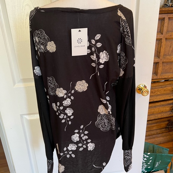 * shirt top New 1XL Loveu Dear floral top long sleeved pullover - Picture 7 of 11